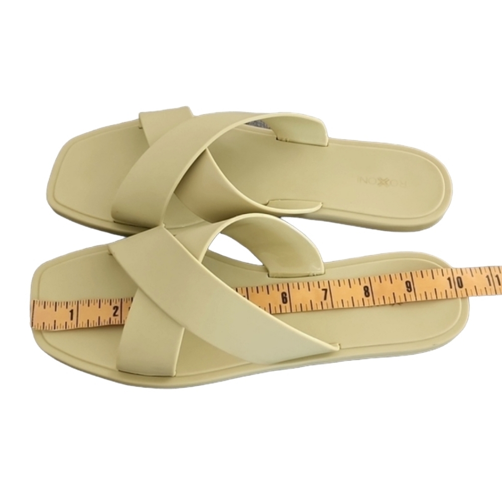 Y2K ROXONI Chartreuse Green Jelly Slides 40 9 Sandals Flexible Water Criss Cross - Picture 13 of 16